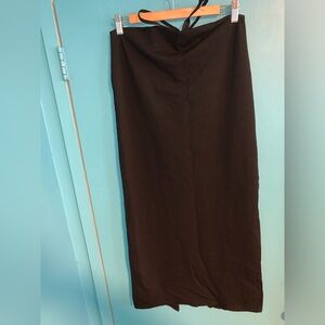 Black Maxi Skirt with Cut Out Waistline & Back Slit